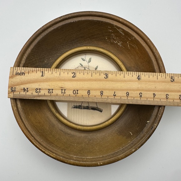 Vintage Wooden Picture Frame with Bird Illustration Round Mini Frame Victorian - Picture 7 of 8